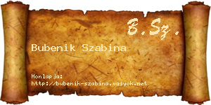 Bubenik Szabina névjegykártya